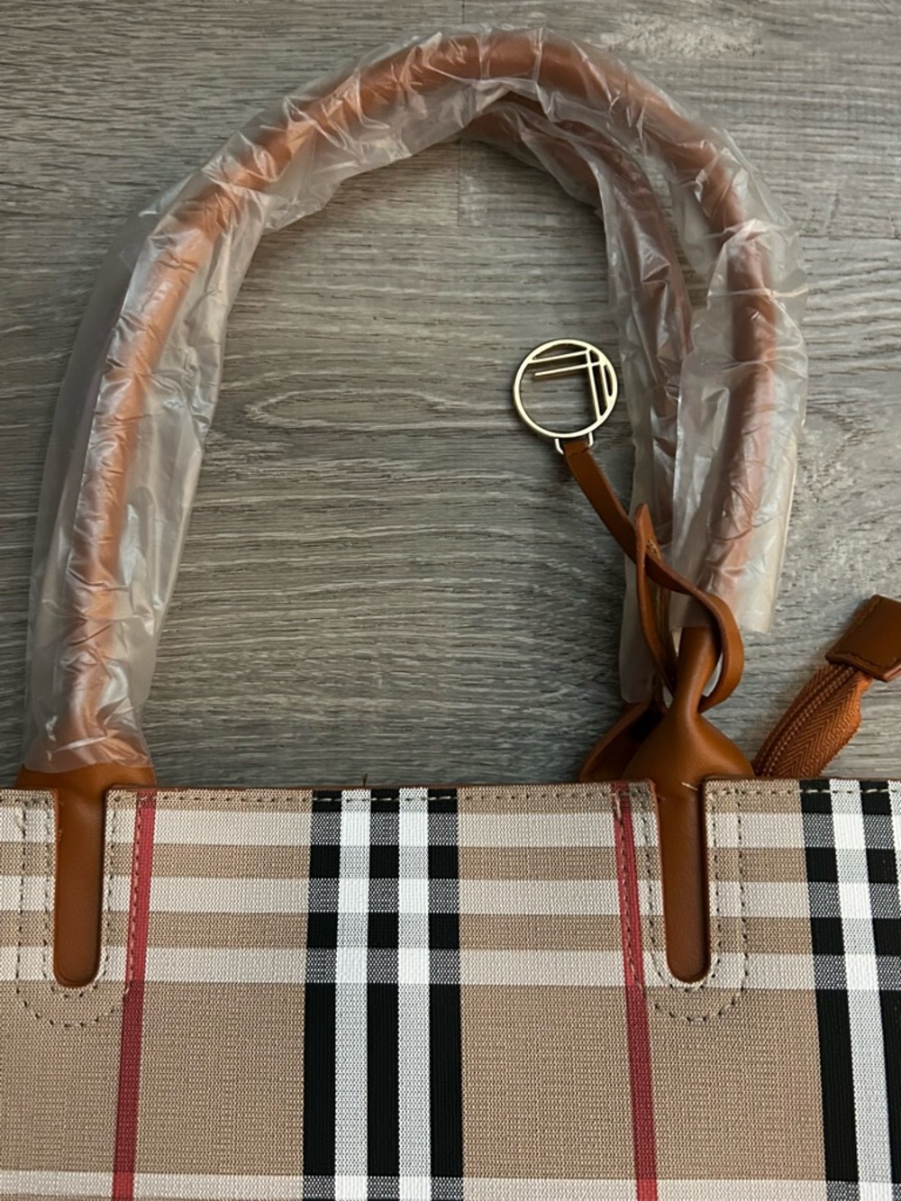 Newberry Classic Tan and Black Plaid Tote Bag - Picture 2 of 8